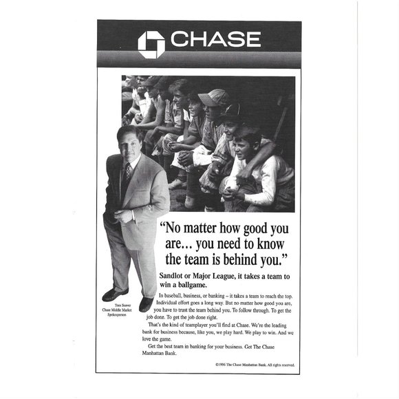 Chase Banking Basball Major League 1990s  Vintage Print Ad - Picture 1 of 2